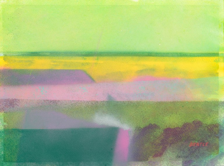 Lars Bertle, oil painting on paper, listed Swedish visual artist.
