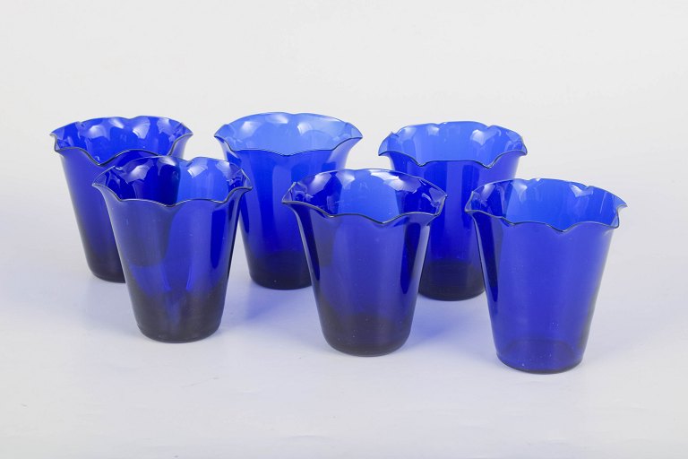 Set of six Swedish cobalt blue drinking glasses.