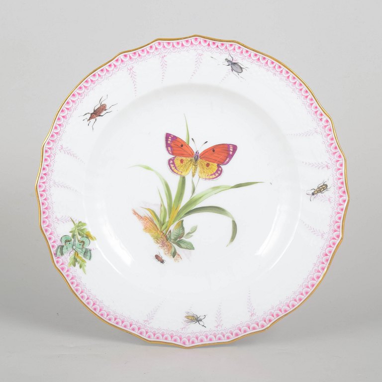 Royal Copenhagen, antique hand-painted butterfly plate.