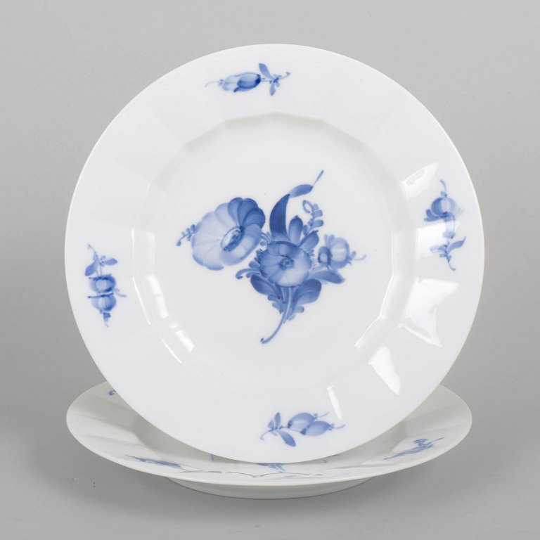 Royal Copenhagen Blue Flower Angular, pair of dinner plates.