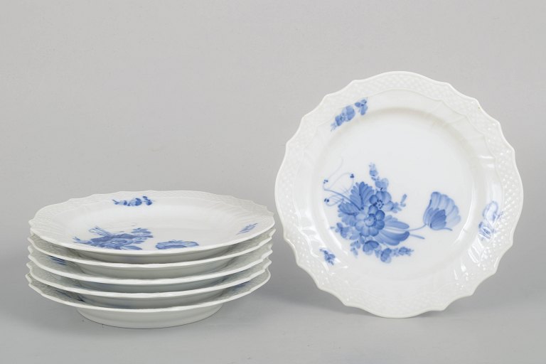 Royal Copenhagen Blue Flower Curved, set of six salad plates.