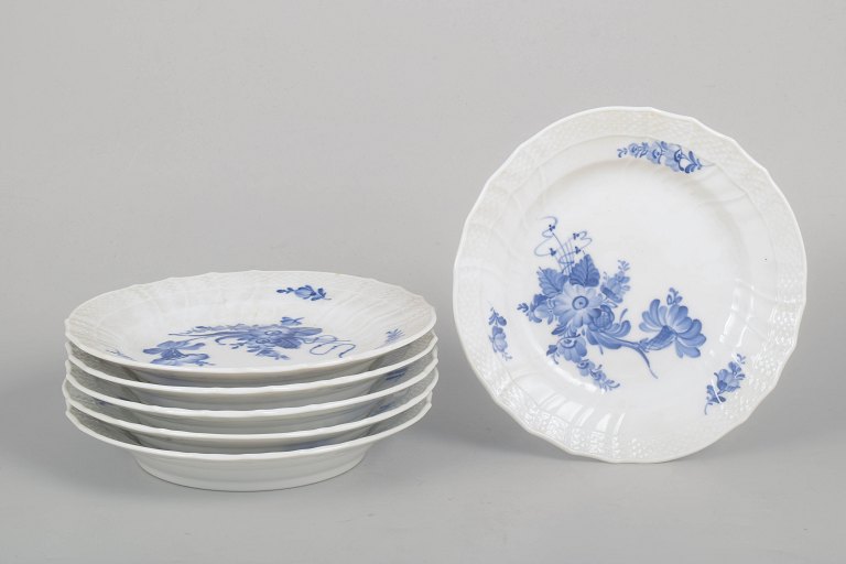 Royal Copenhagen Blue Flower Curved, set of six salad/luncheon plates.
