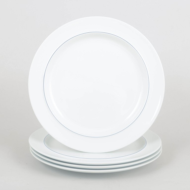 Grethe Meyer for Royal Copenhagen, Blåkant, sæt med fire middagstallerkener.